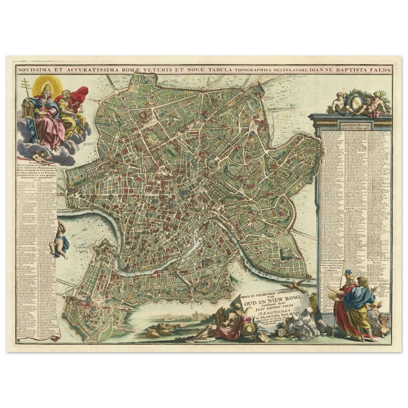 Antique city map of Rome in Italy XVIII Century by Johan Baptiste Homann.