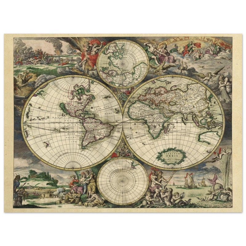 Ancient old world map of 1689 by Gerard van Schagen.