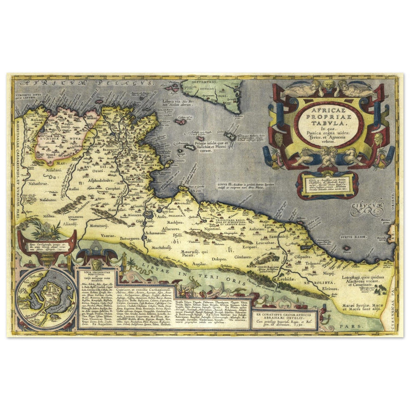 Ancient map of North Africa. Africae Propriae Tabula by Abraham Ortelius