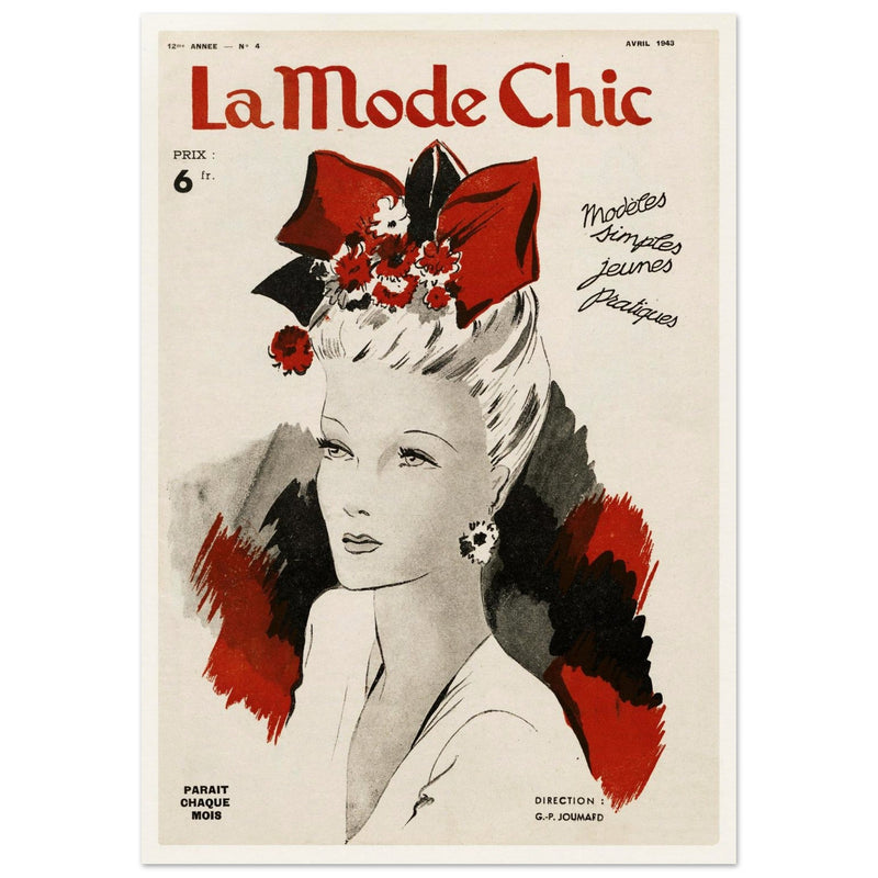 La Mode Chic old vintage fashion magazine cover from the 40s. April 1943.