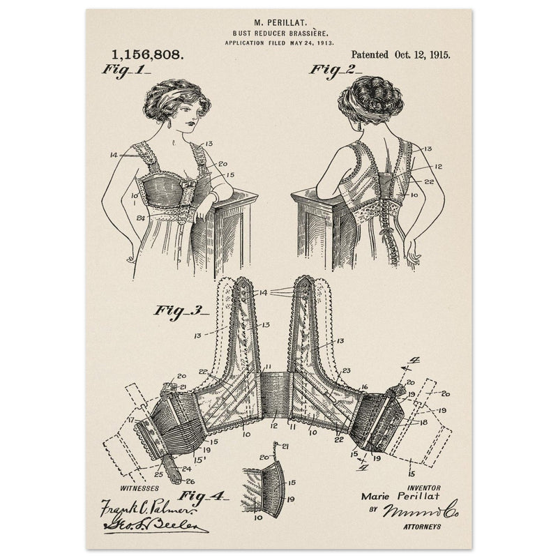 Bust reducer brassiere vintage patent by M Perillat