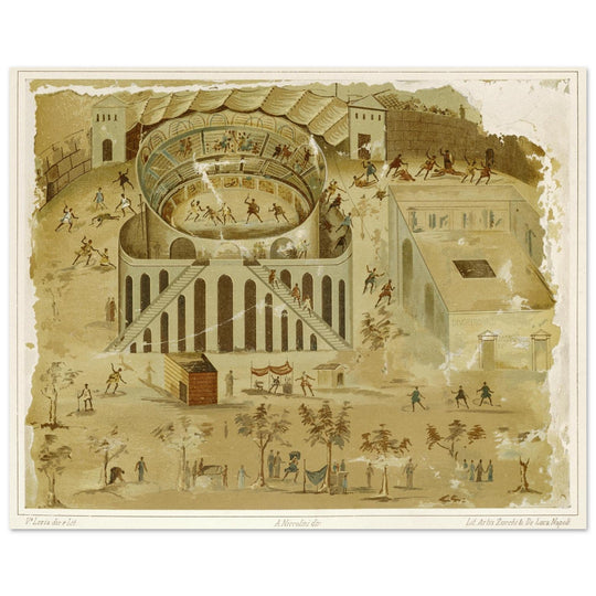 Pompeii circus games engravings by Fausto and Felice Niccolini.