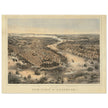 New York City aerial view. 1852 Vintage antique map reproduction.