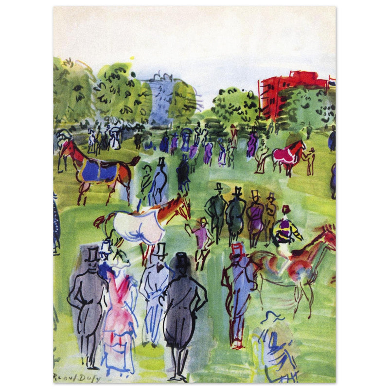Raoul Dufy cover art for a vintage fashion magazine In the Paddock.