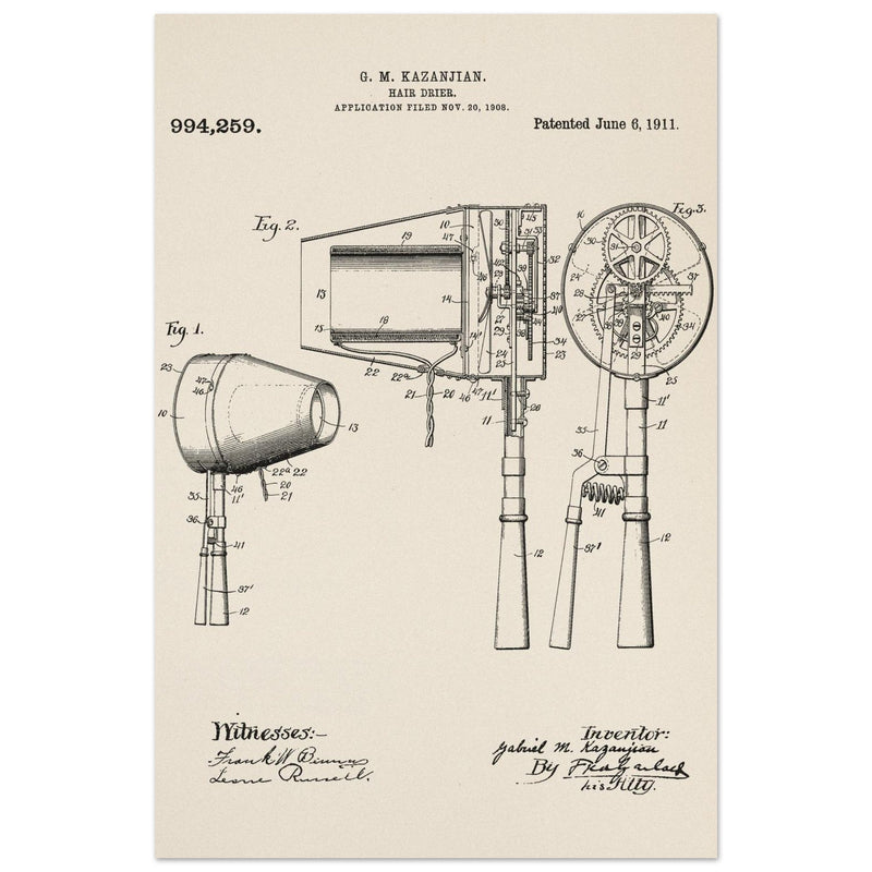Hair Drier patent drawing by G M Kazanjian