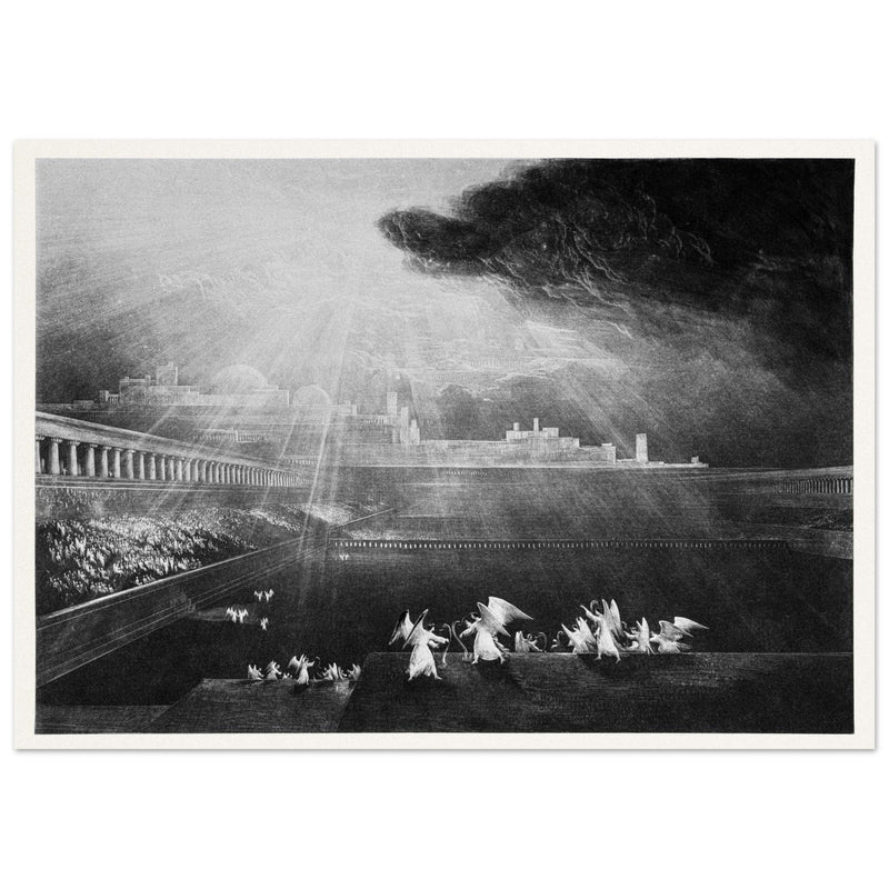 John Martin mezzotint engraving . Paradise Lost. The Courts of God .