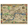 London 1951 vintage city map . Landmarks and places of interest in London.