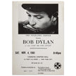 Bob Dylan concert poster in Carnegie Chapter Hall 1961.