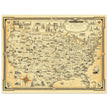United States of America vintage map by Ernest Dudley Chase celebrating landmarks and national symbols of identity.