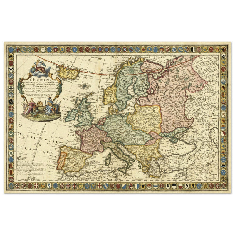 Ancient Europe map of the XVIII century by Guillaumet Danet