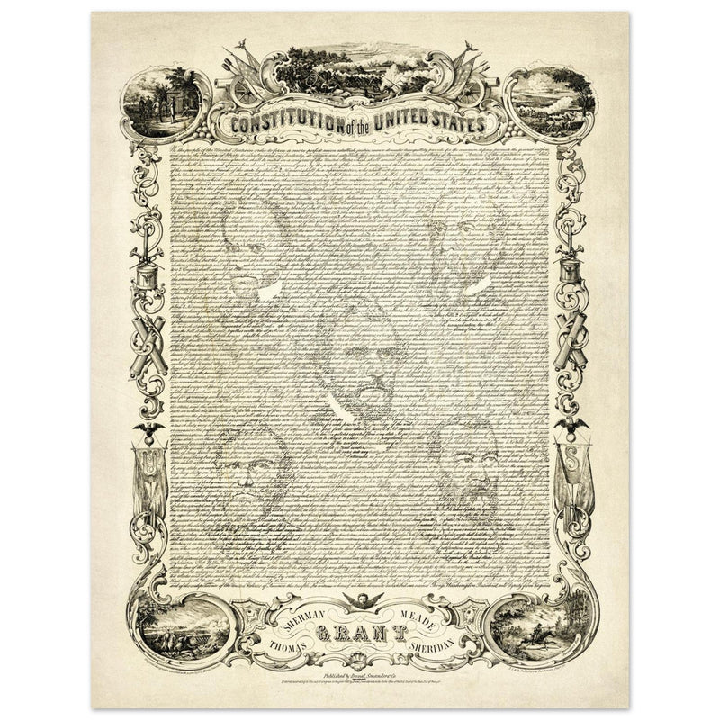 The Constitution of the United States of America vintage poster of 1865.