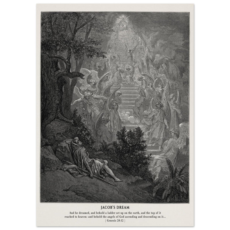 Gustave Dore The Bible engraving print . Jacob's dream.