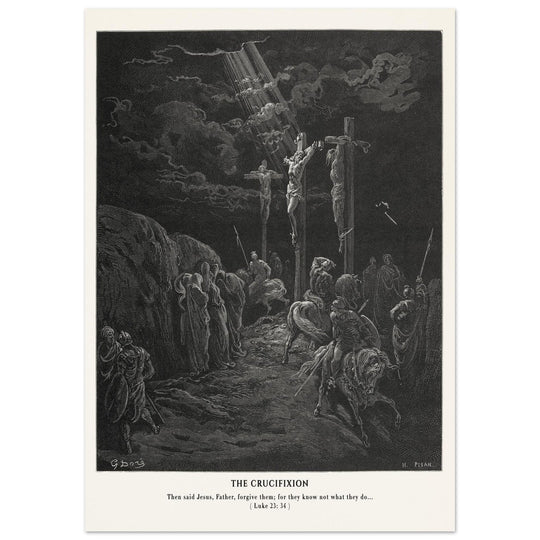 Gustave Dore The Bible engraving print . The Crucifixion illustration .