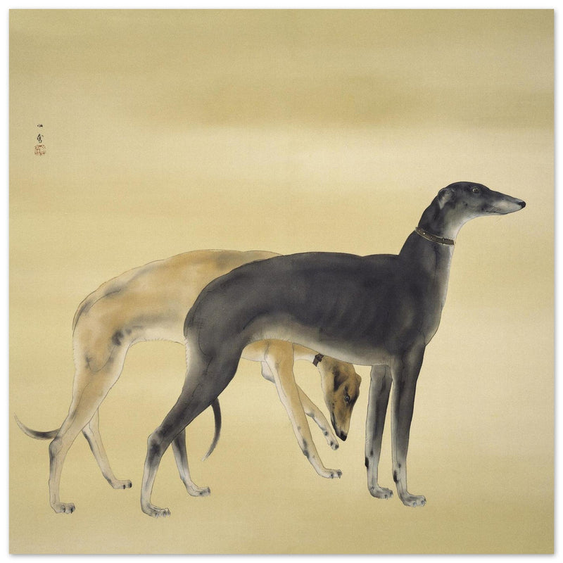 Greyhounds dogs by Hashimoto Kansetsu 1941 painting.