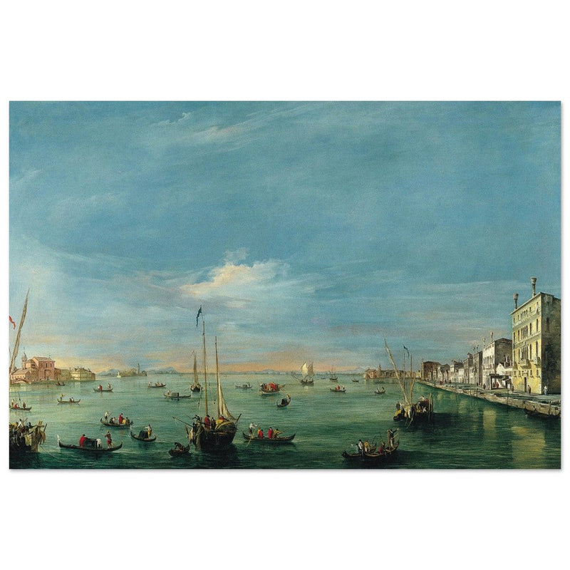 Giudecca Canal and the Zattere in Venice Italy. Antique painting by Francesco Guardi 1757.
