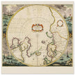 Ancient sea chart of the North Pole illustrated map by Jodocus Hondius XVII Century.