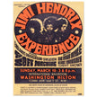 Jimi Hendrix experience vintage music poster . Washington Hilton performance in 1968.