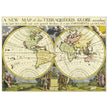 Ancient vintage world map by Edward Wells. Double hemisphere cartography.