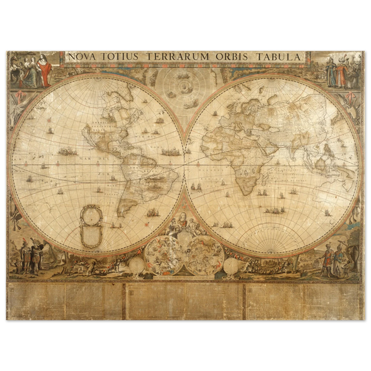 Ancient historic map of 1660 Nova Totius Terrarum Orbis Tabula by Frederik de Wit