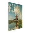 Old dutch windmill painting by Paul Gabriel XIX Century.