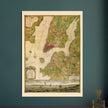 Beautiful antique old map from above of New York City 1770 by Bernad Ratzer