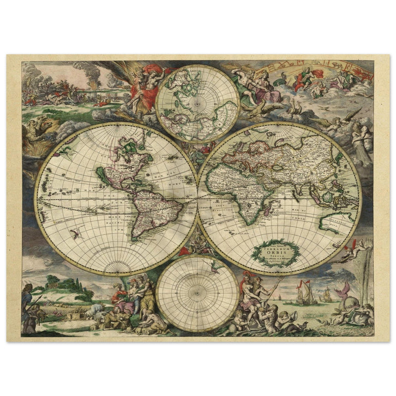 Ancient old world map of 1689 by Gerard van Schagen.