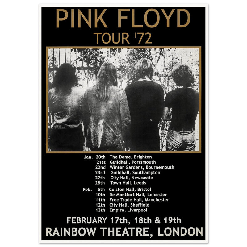 Pink Floyd music concert poster part of tour 72 Rainbow Theatre London.
