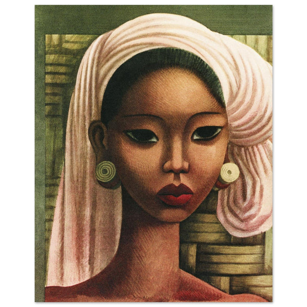 Miguel Covarrubias Bali beauty portrait illustration for a fashion magazine cover.