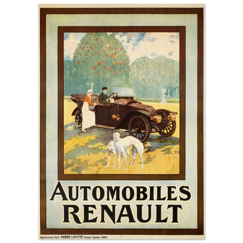 Automobiles Renault vintage advertising print . Created in 1910.