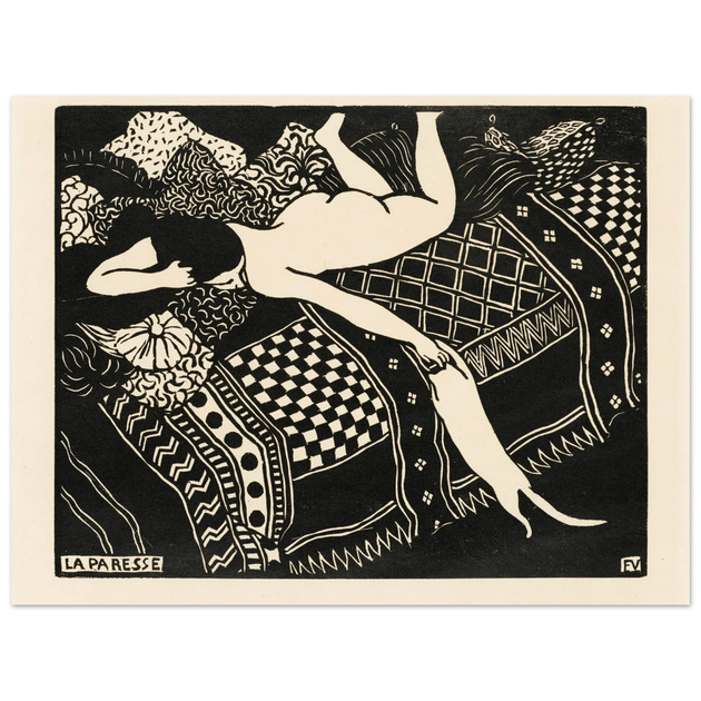 Laziness by Felix Vallotton 1896. Woman with cat.