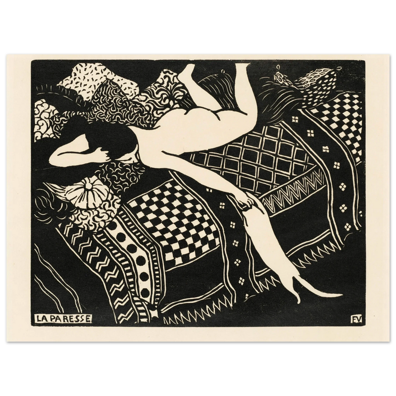 Laziness by Felix Vallotton 1896. Woman with cat.