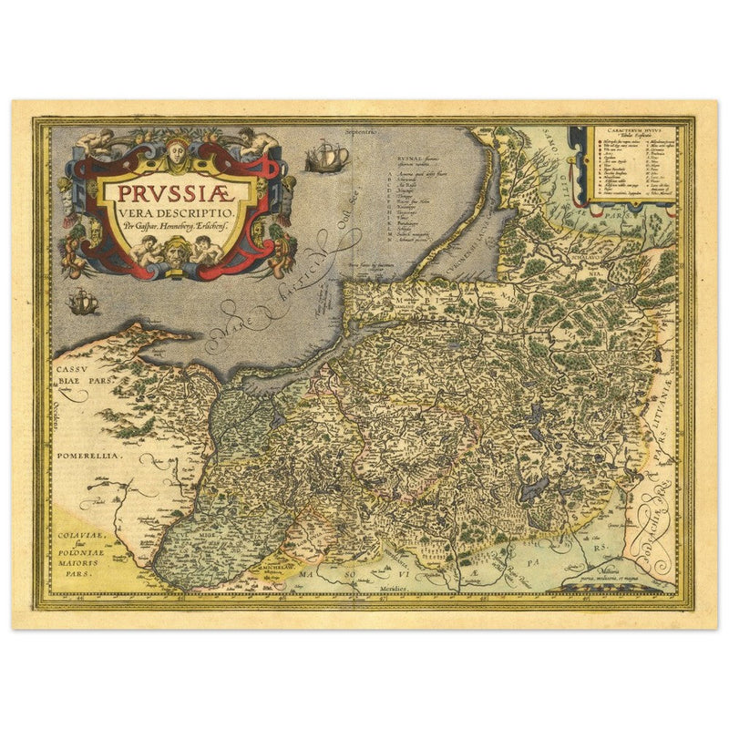 Ancient map of Prussia by Abraham Ortelius. Historic vintage map of 1570.
