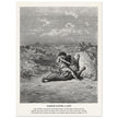 Gustave Dore The Bible engraving print . Samson slaying a lion illustration .
