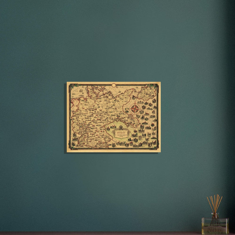 A Pictorial old ancient map of Germany by Ernest Dudley Chase.