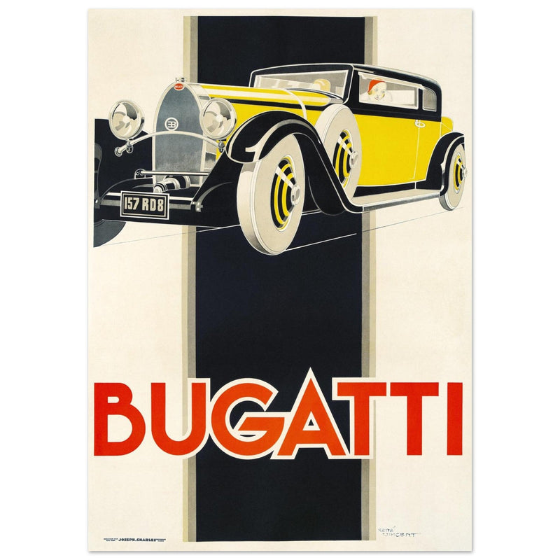 Bugatti vintage car advertising print  by René Vincent.