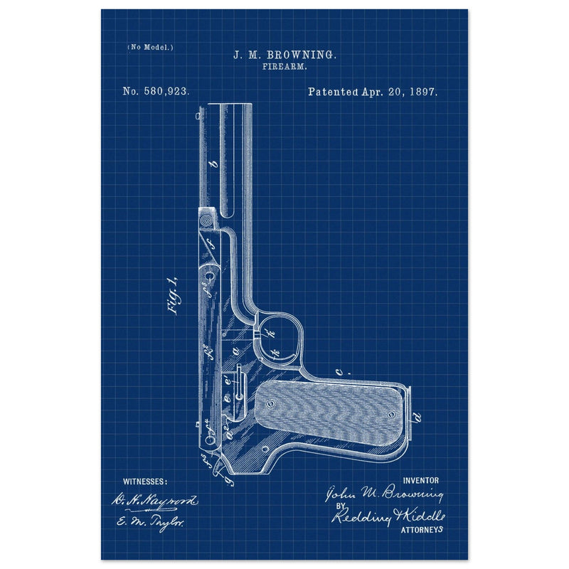 Firearm mechanism patent by John M. Browning.