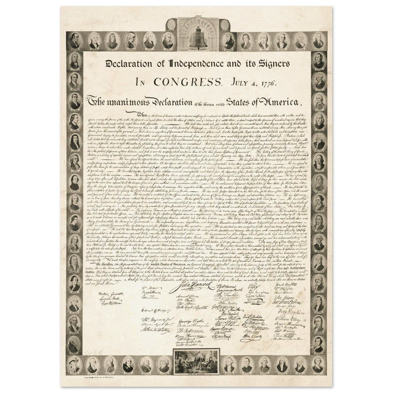 Declaration of Independence of the United States of America and its signers.