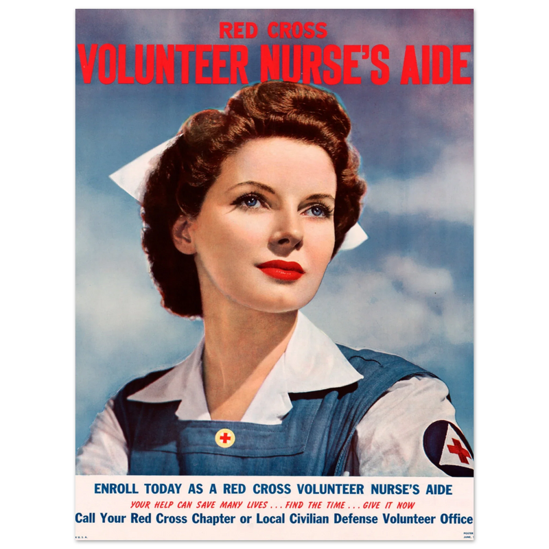 Volunteer nurse's aide vintage II World War poster