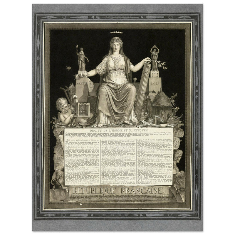 La République Française promulguant les Droits de l'Homme et du Citoyen. Human rights established during the French Revolution