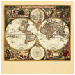 Antique world map. 1660 double-hemisphere world map titled Nova Orbis Tabula, in Lucem Edita by Frederik de Wit