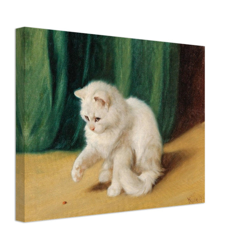 Cat with Ladybird old painting by Arthur Heyer.