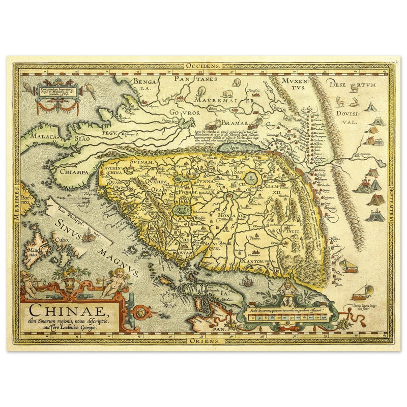 Ancient map of China by Abraham Ortelius XVI Century.
