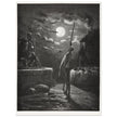 Don Quixote by Gustave Dore. The knight raising his sword against the moon at night.