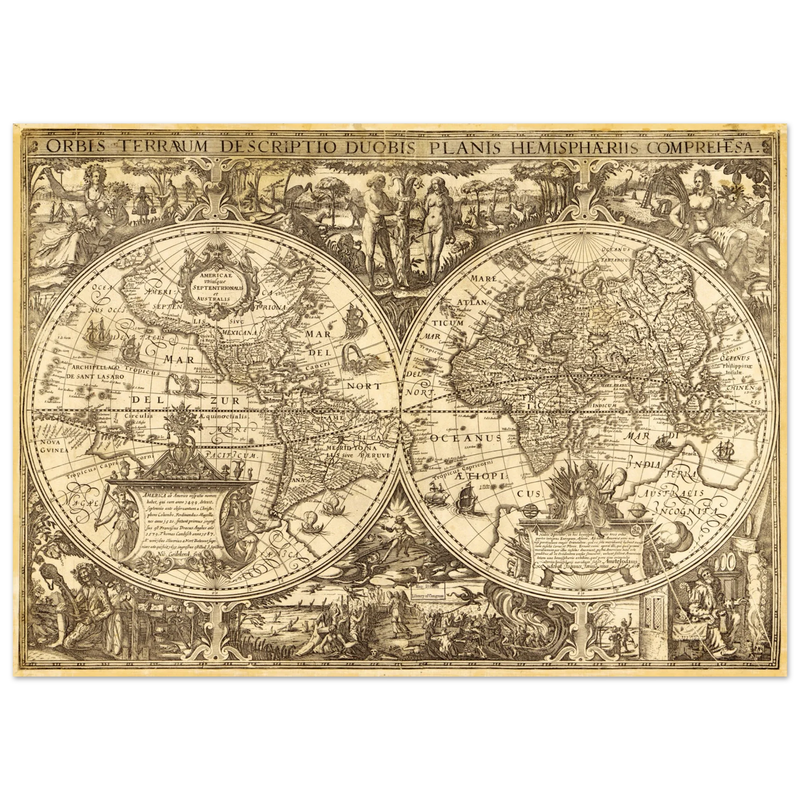 Ancient world map vintage reproduction of the XVII century by Nicolaes Geylekerck
