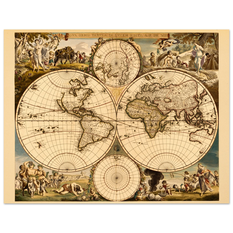 Ancient world map. Nova orbis tabvla in lvcem edita by Frederik de Wit