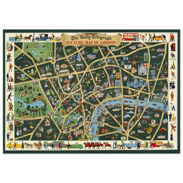 The Daily Telegraph Picture Map of London vintage poster .